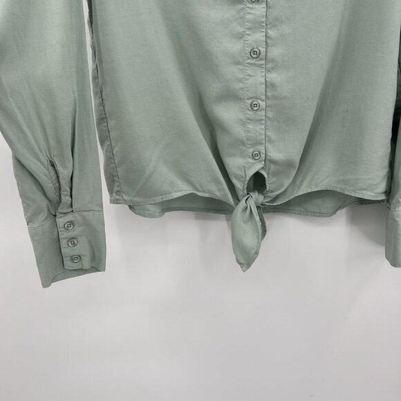 CLOTH & STONE Sea Foam Green Front Tie Button Up Lightweight Blouse Shirt Medium - Picture 3 of 7